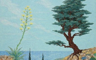 Francois Miglio Oil Pastel Print of Mediterranean Landscape