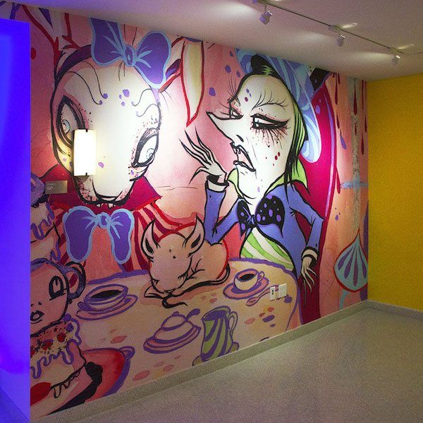 Camille Rose Garcia's Alice Mural at Exhibition in Walt Disney Family Museum