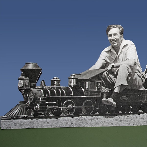 Walt Disney On Backyard Train Promo Cut-Out for Walt Disney Family Museum