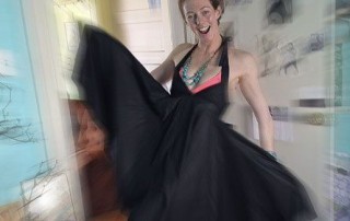 Smartphone photo of young woman dancing with blurred special effect