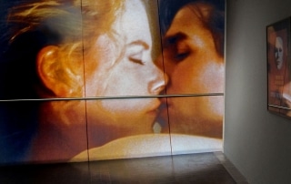 Kubrick Eyes Wide Shut back lit film on window mural for CJM Exhibition